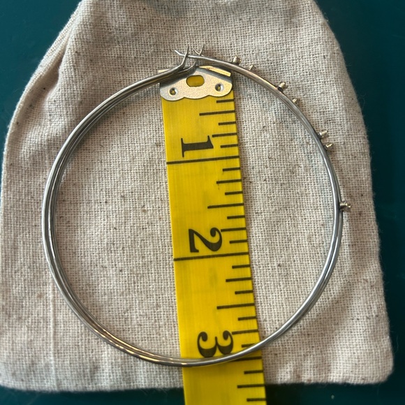 EUC Jes Maharry starlight Diamond 14k and sterling 3” hoop earrings - Picture 7 of 7